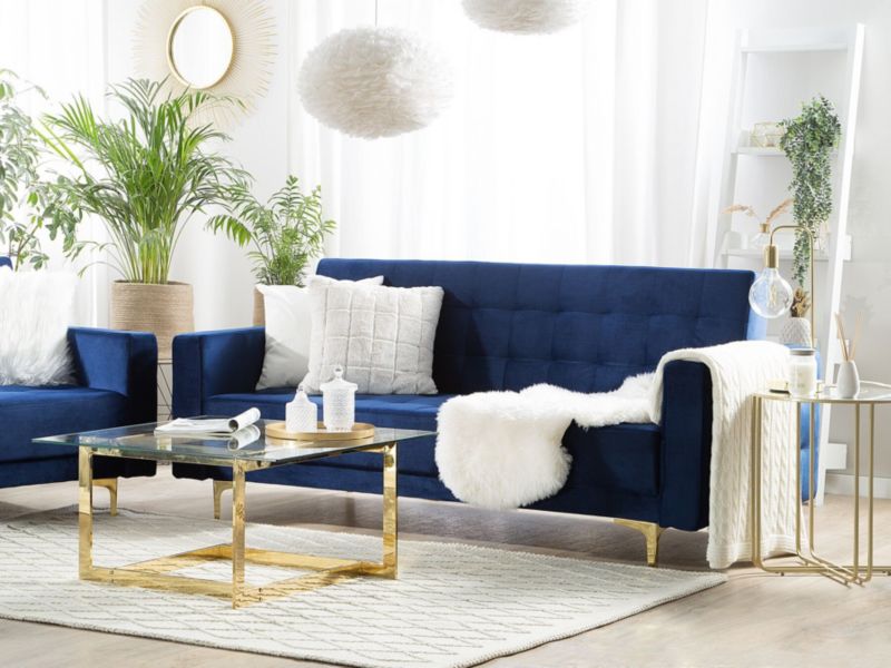 Sofa trzyosobowa Aberdeen Granatowy Welur 1 szt.