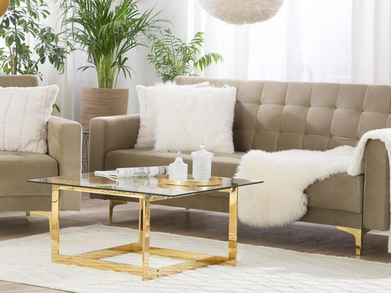 Sofa trzyosobowa Aberdeen Piaskowy Welur 1 szt.