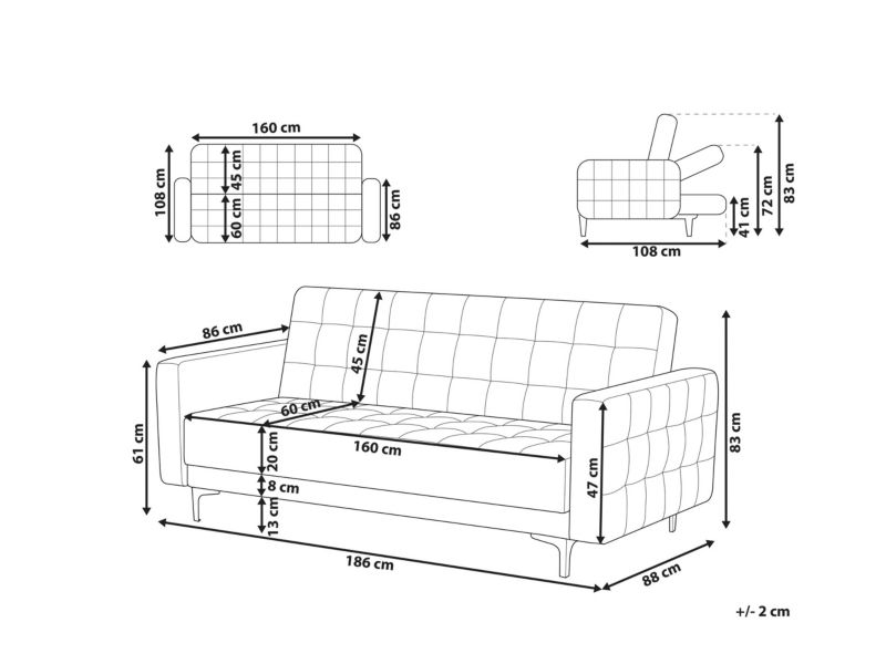 Sofa trzyosobowa Aberdeen Piaskowy Welur 1 szt.