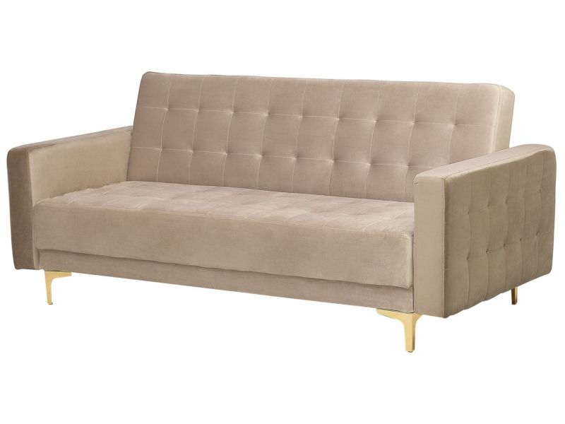 Sofa trzyosobowa Aberdeen Piaskowy Welur 1 szt.