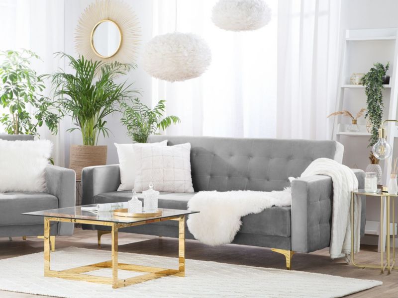 Sofa trzyosobowa Aberdeen Szary Welur 1 szt.