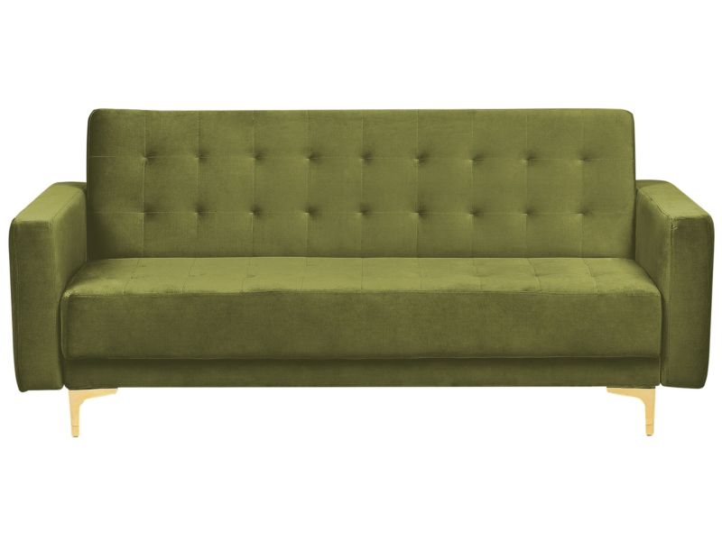 Sofa trzyosobowa Aberdeen Zielony Welur 1 szt.