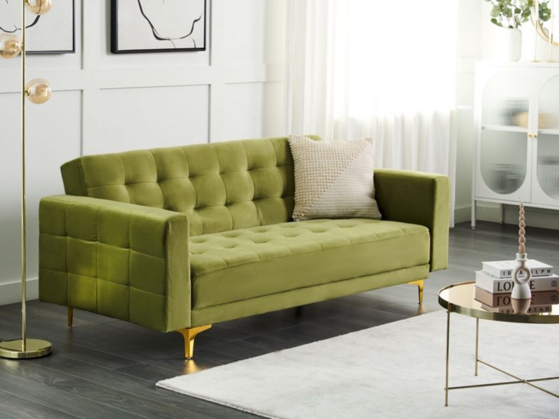Sofa trzyosobowa Aberdeen Zielony Welur 1 szt.