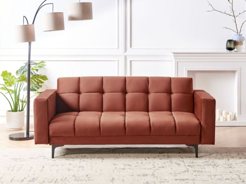 Sofa trzyosobowa Alnes Jasnoczerwony Welur 1 szt.