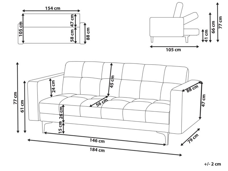 Sofa trzyosobowa Alnes Złamana biel 1 szt.