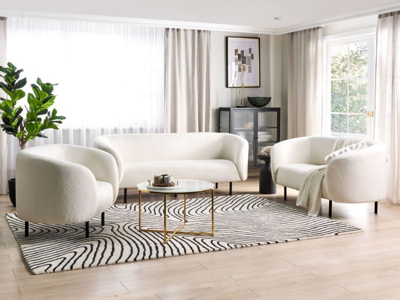 Sofa trzyosobowa boucle biało-czarna Loen 1 szt.