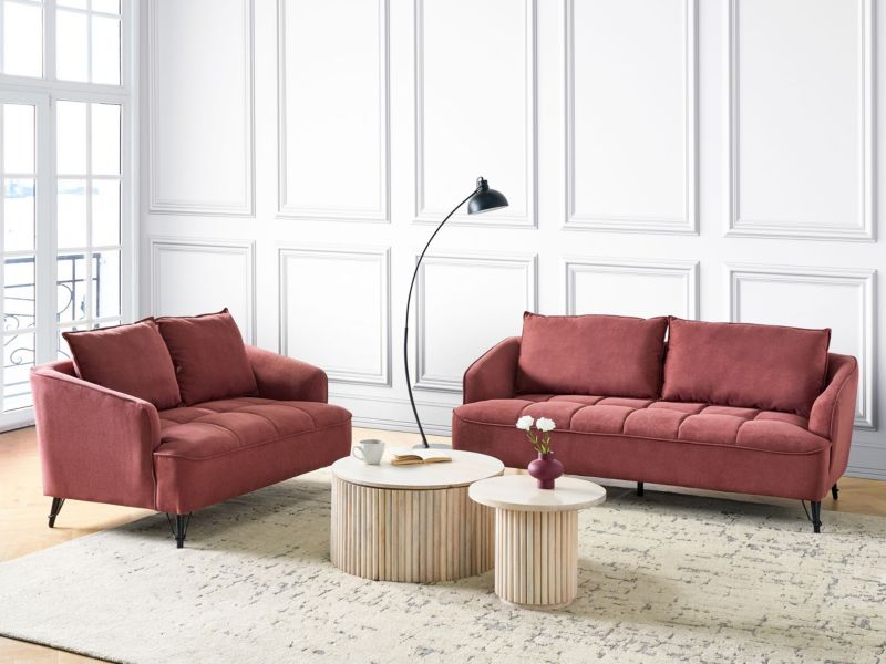 Sofa trzyosobowa burgundowa Hobro 1 szt.