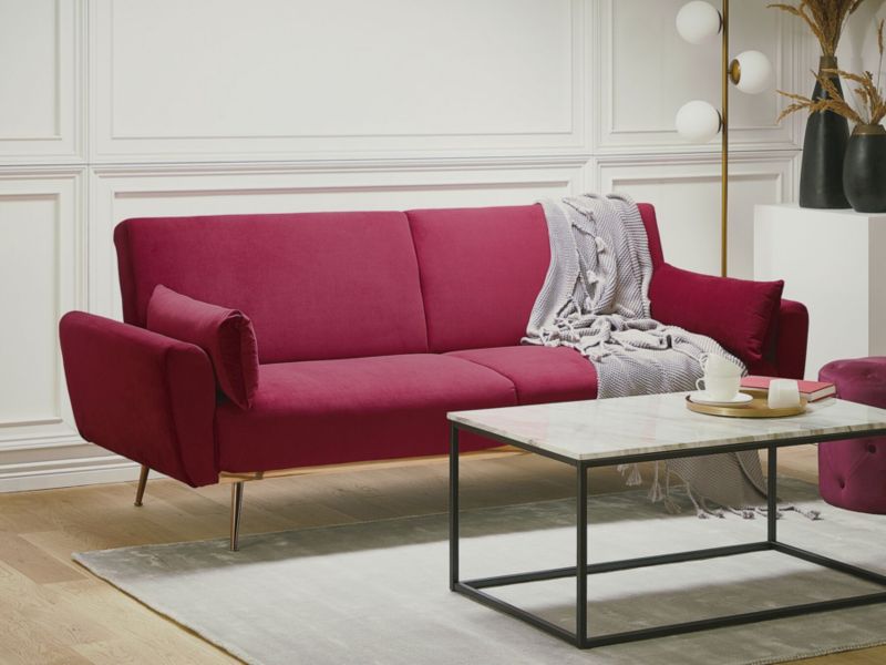 Sofa trzyosobowa Eina Burgundowy Welur 1 szt.