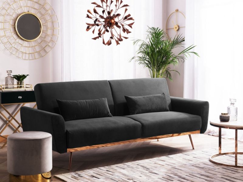 Sofa trzyosobowa Eina Czarny Welur 1 szt.