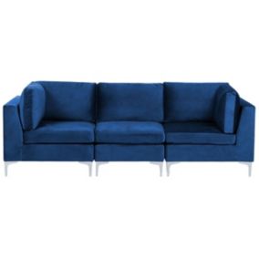 Sofa trzyosobowa Evja Granatowy Welur Symetryczny 1 szt.