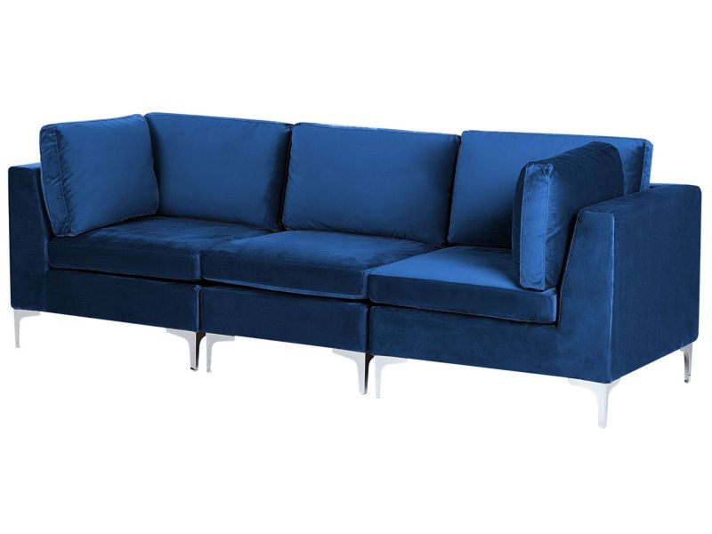 Sofa trzyosobowa Evja Granatowy Welur Symetryczny 1 szt.
