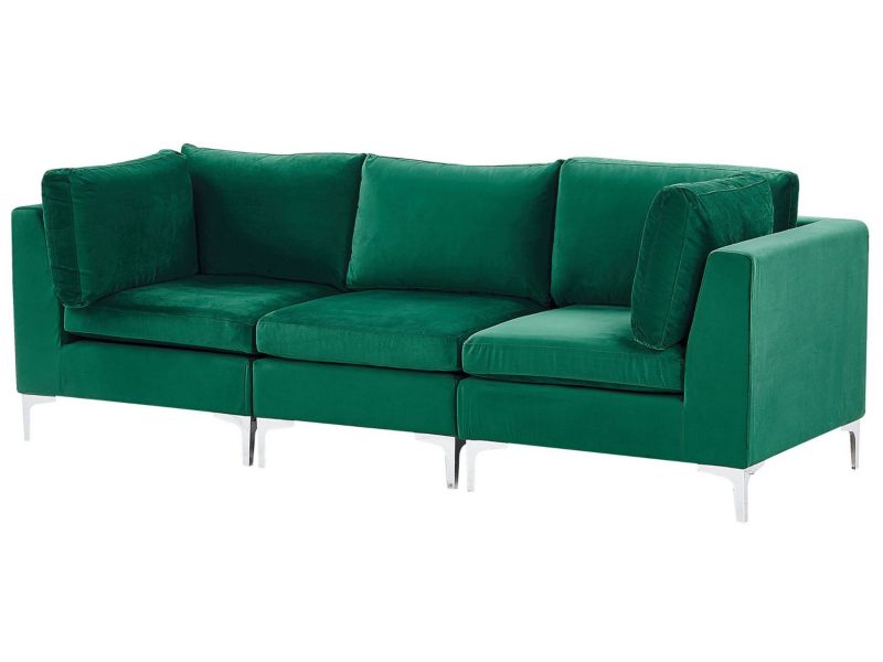 Sofa trzyosobowa Evja Zielony Welur Symetryczny 1 szt.