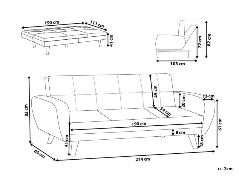 Sofa trzyosobowa Florli Ciemnozielony 1 szt.
