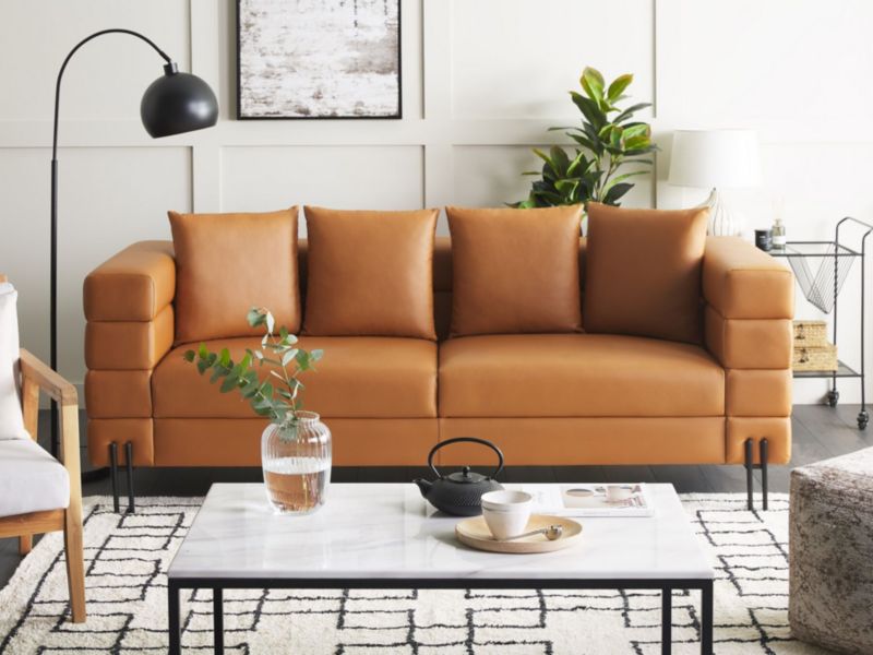Sofa trzyosobowa Granna Brązowy Ekoskóra 1 szt.