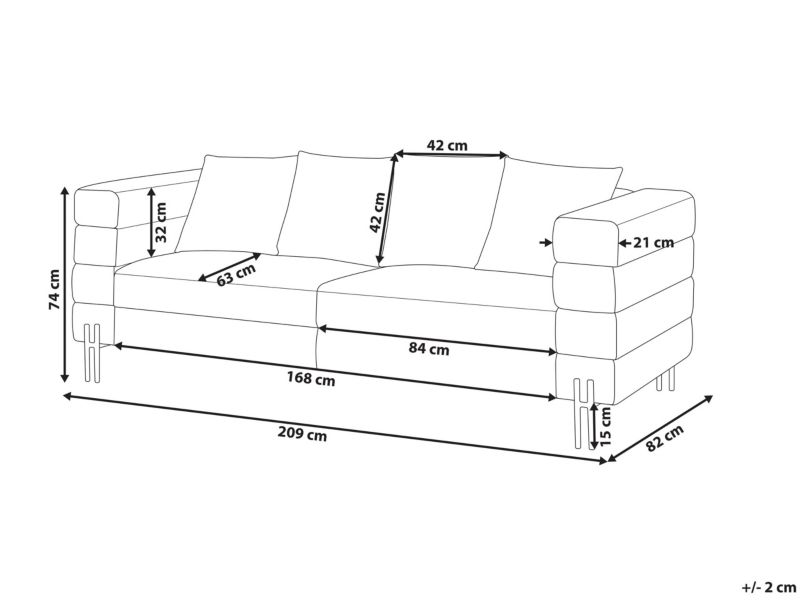 Sofa trzyosobowa Granna Brązowy Ekoskóra 1 szt.