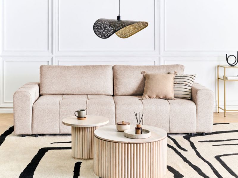 Sofa trzyosobowa Innvik Jasnobrązowy Tkanina 1 szt.