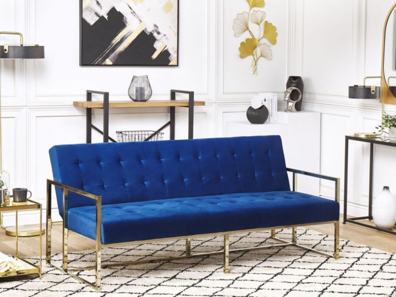 Sofa trzyosobowa Marstal Granatowy Welur 1 szt.