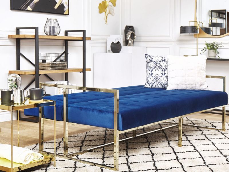 Sofa trzyosobowa Marstal Granatowy Welur 1 szt.