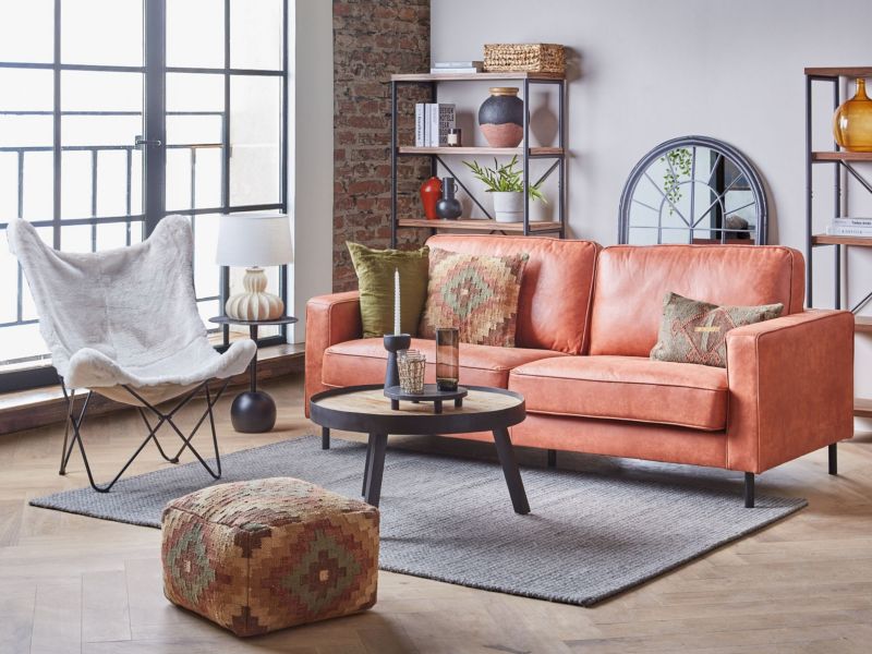 Sofa trzyosobowa Savalen Złoty brąz Ekoskóra 1 szt.