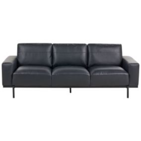 Sofa trzyosobowa Sovik Czarny Ekoskóra 1 szt.