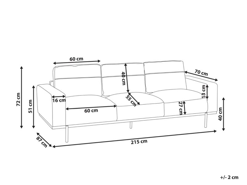 Sofa trzyosobowa Sovik Czarny Ekoskóra 1 szt.