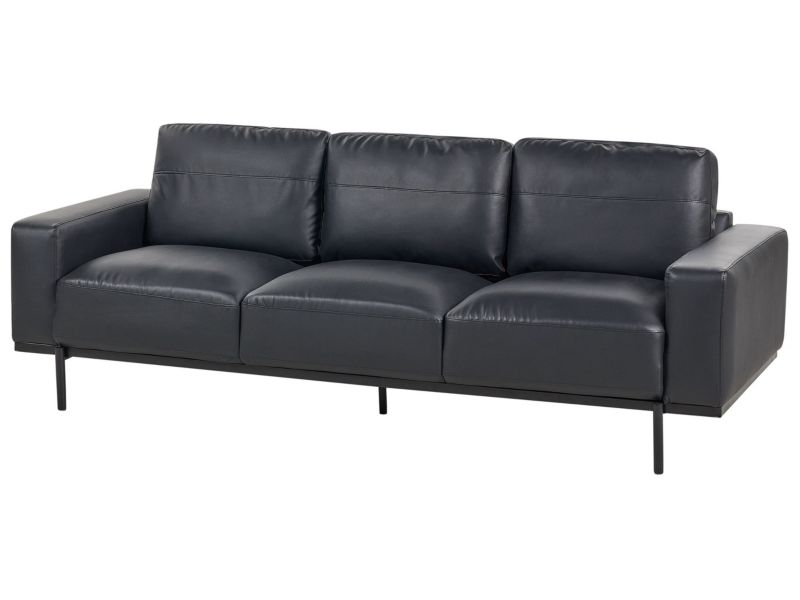 Sofa trzyosobowa Sovik Czarny Ekoskóra 1 szt.