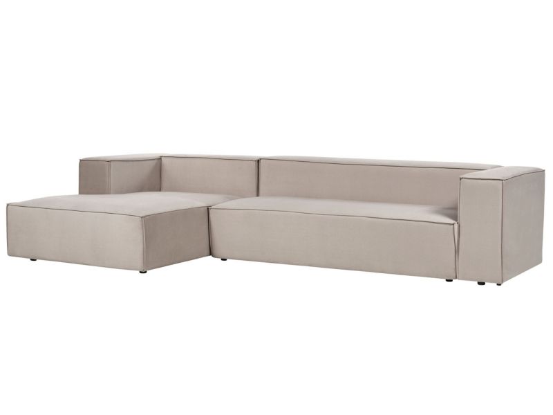 Sofa trzyosobowa Vernon Beżowoszary Welur Prawostronny 1 szt.