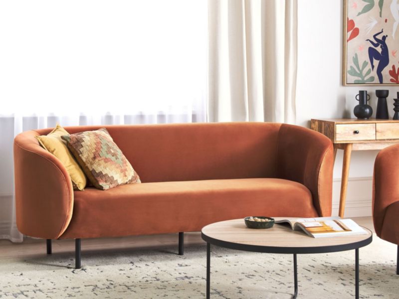 Sofa trzyosobowa welurowa pomarańczowa Loen 1 szt.