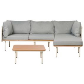 Sofa trzyosobowa z ottomaną Senise Metal Szary 1 kpl