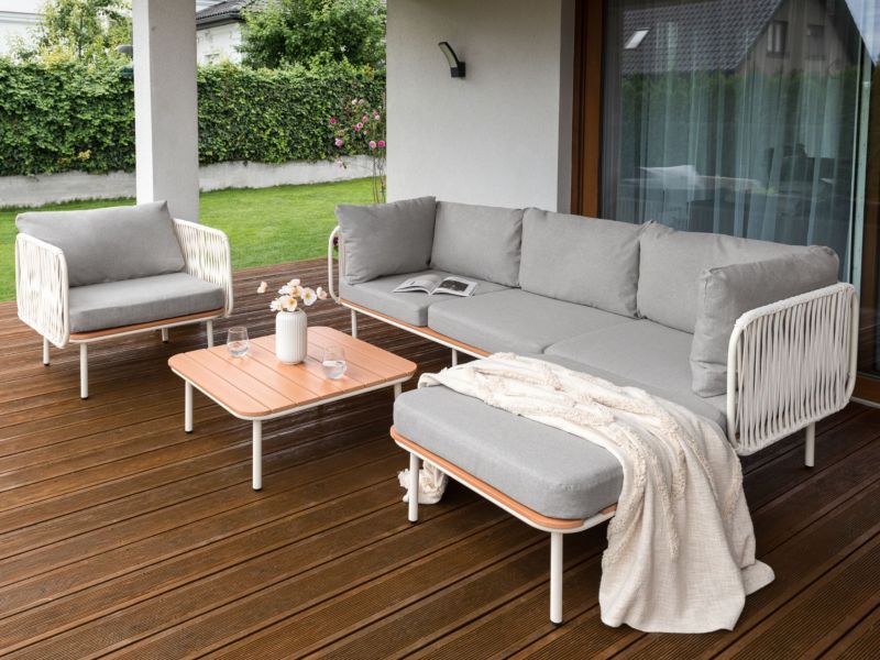 Sofa trzyosobowa z ottomaną Senise Metal Szary 1 kpl