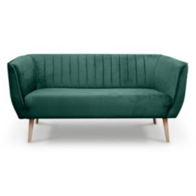 Sofa trzyosobowa z przeszyciami Bettso Pik do salonu na drewnianych nogach butelkowa zieleń 1szt.