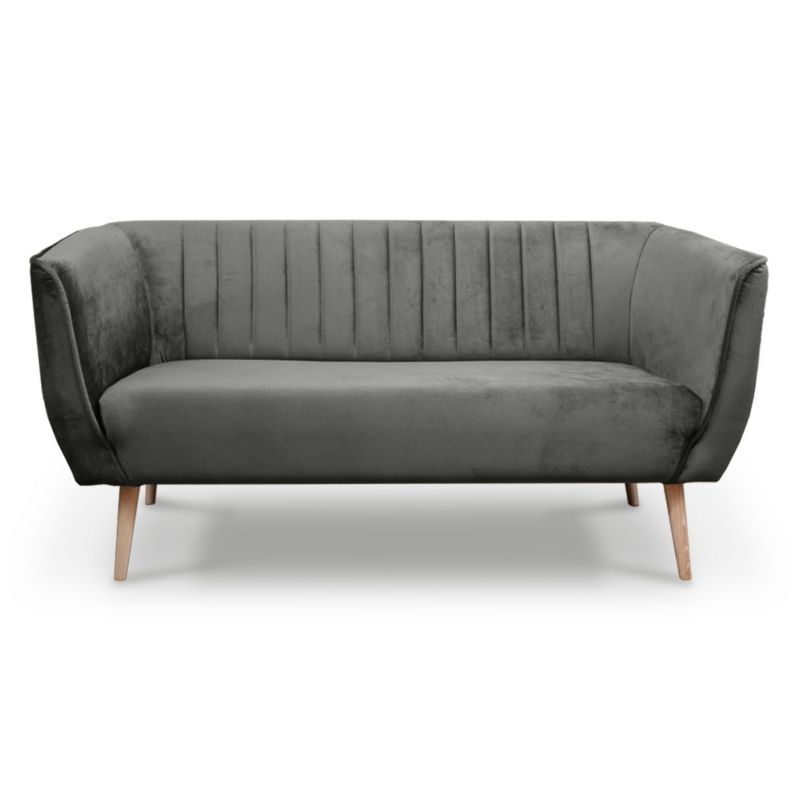 Sofa trzyosobowa z przeszyciami Bettso Pik do salonu na drewnianych nogach ciemnoszary 1szt.