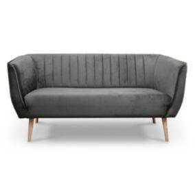 Sofa trzyosobowa z przeszyciami Bettso Pik do salonu na drewnianych nogach ciemnoszary 1szt.