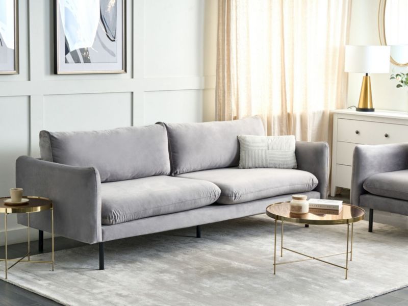 Sofa welurowa 3-osobowa szara Vinterbro 1 szt.