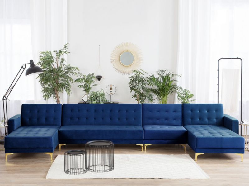 Sofa XXL Aberdeen Granatowy Welur Uniwersalny 1 szt.