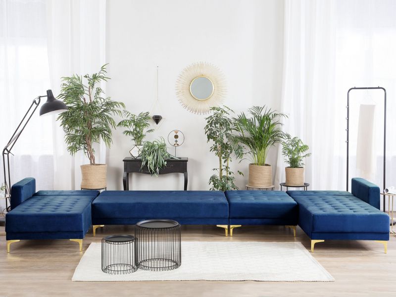 Sofa XXL Aberdeen Granatowy Welur Uniwersalny 1 szt.