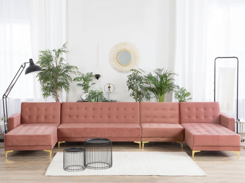 Sofa XXL Aberdeen Różowy Welur Uniwersalny 1 szt.