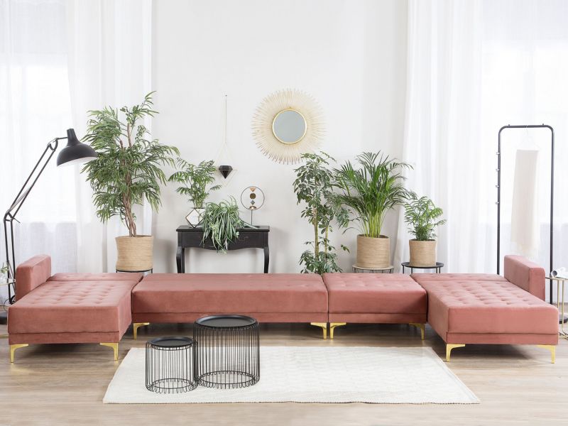 Sofa XXL Aberdeen Różowy Welur Uniwersalny 1 szt.