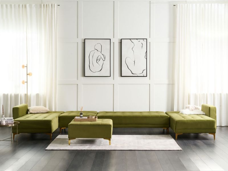 Sofa XXL Aberdeen Zielony Welur Uniwersalny 1 szt.