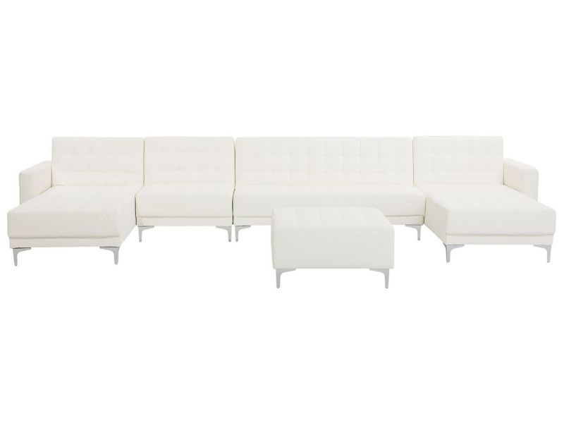 Sofa XXL z otomaną Aberdeen Biały Ekoskóra Symetryczny 1 kpl