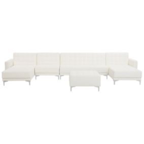 Sofa XXL z otomaną Aberdeen Biały Ekoskóra Symetryczny 1 kpl