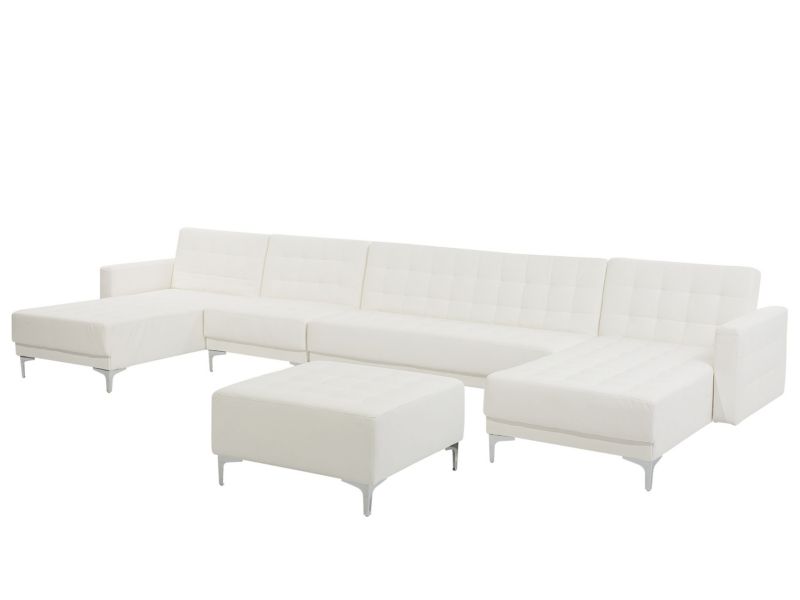 Sofa XXL z otomaną Aberdeen Biały Ekoskóra Symetryczny 1 kpl