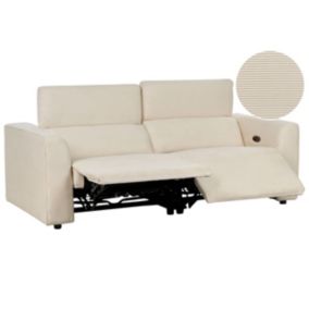 Sofa z elektryczną funkcją relaksu z ładowarką sztruksowa beżowa Ulven 1 szt.