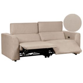 Sofa z elektryczną funkcją relaksu z ładowarką sztruksowa piaskowa Ulven 1 szt.