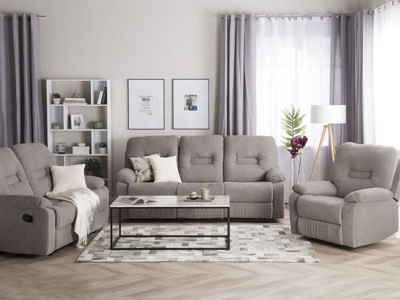 Sofa z manualną funkcją relaksu 2-osobowa beżowoszara Bergen 1 szt.