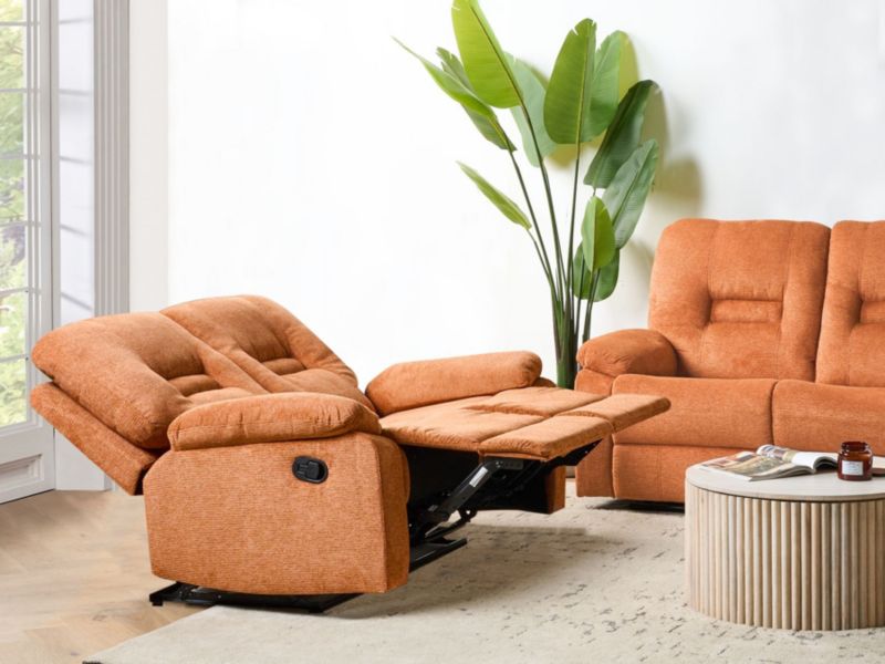 Sofa z manualną funkcją relaksu 2-osobowa pomarańczowa Bergen 1 szt.