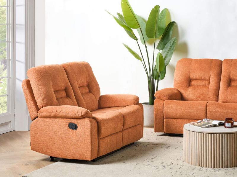 Sofa z manualną funkcją relaksu 2-osobowa pomarańczowa Bergen 1 szt.
