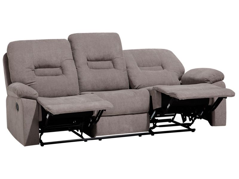 Sofa z manualną funkcją relaksu 3-osobowa beżowoszara Bergen 1 szt.