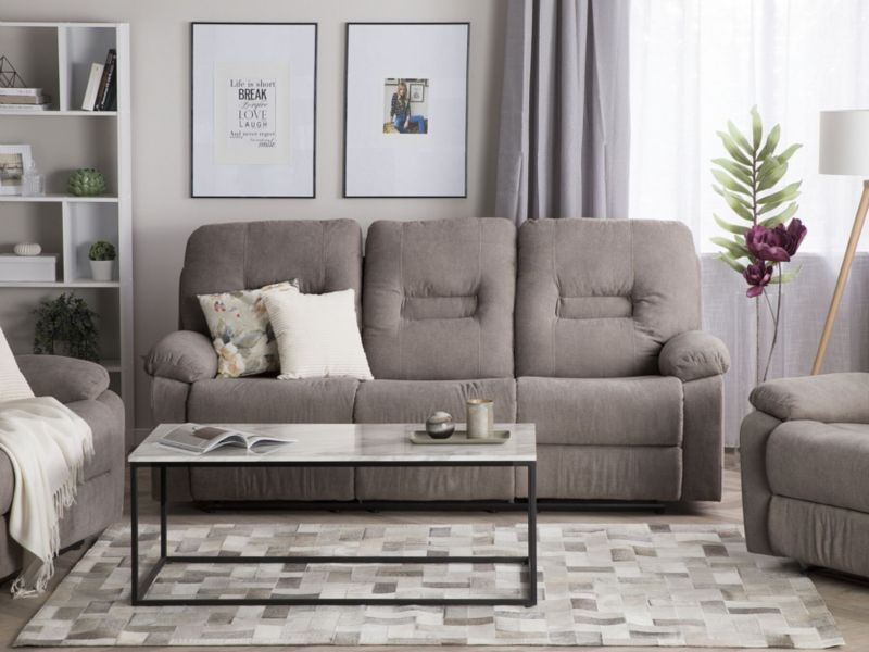 Sofa z manualną funkcją relaksu 3-osobowa beżowoszara Bergen 1 szt.