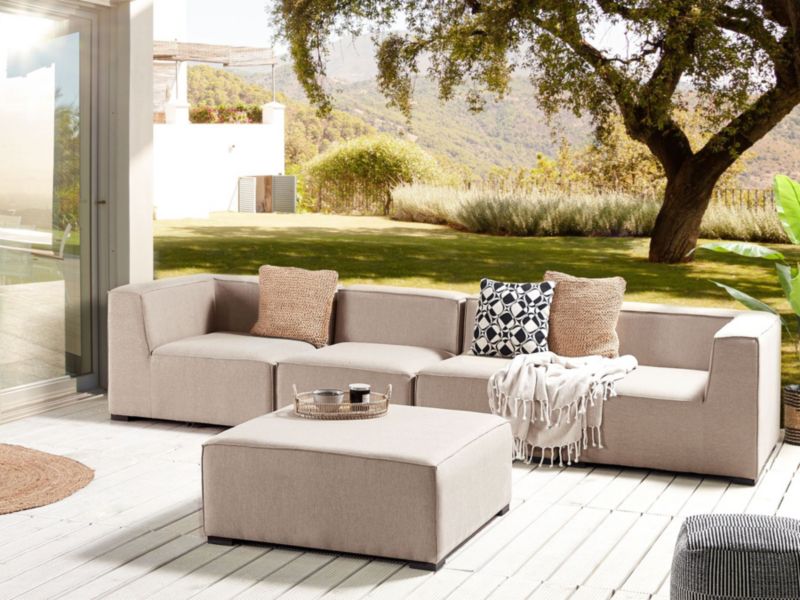 Sofa z ottomaną Arezzo Beżowy 1 kpl